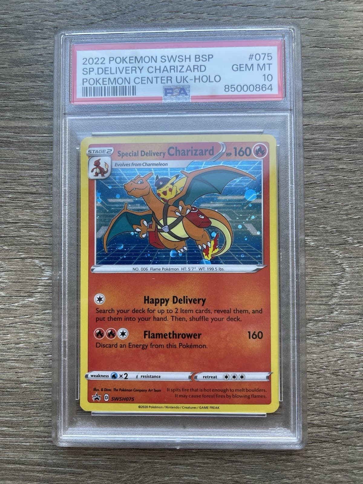 2022 POKEMON SWSH BLACK STAR PROMO #075 SPECIAL DELIVERY CHARIZARD-HOLO PSA 10