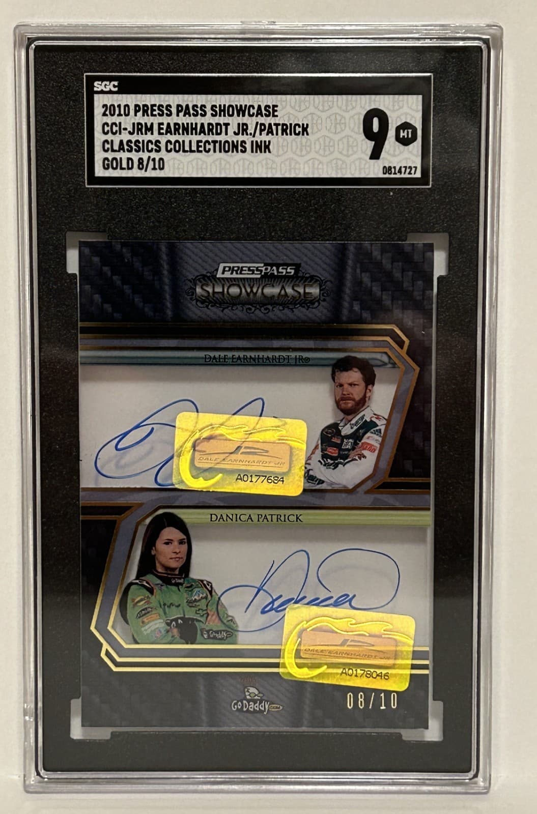 2010 Showcase Auto Gold 8 of 10, Danica Patrick Rookie - Dale Earnhardt Jr Sgc 9
