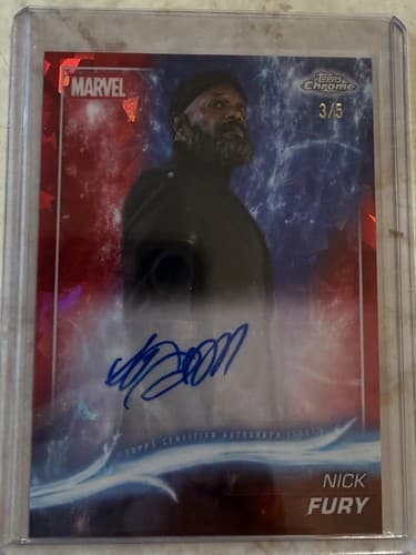2025 Topps Chrome Sapphire Marvel Studios Nick Fury Auto Red Sapphire /5