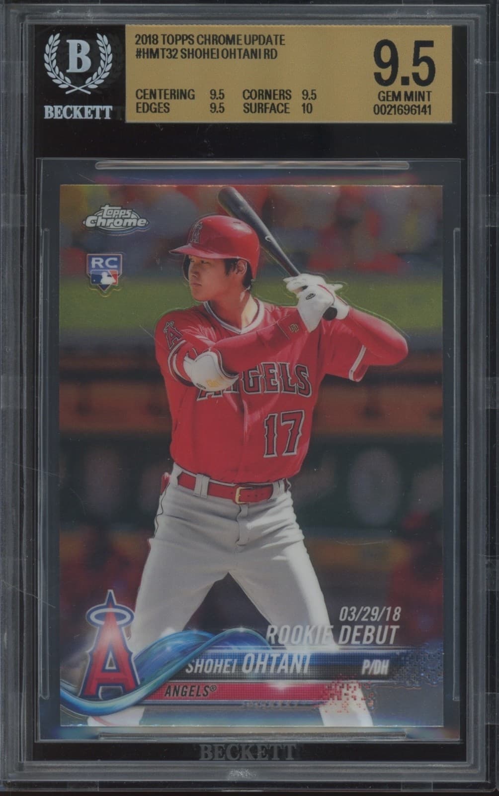 2018 Topps Chrome Update Rookie Debut #HMT32 Shohei Ohtani RC Gem Mint BGS 9.5