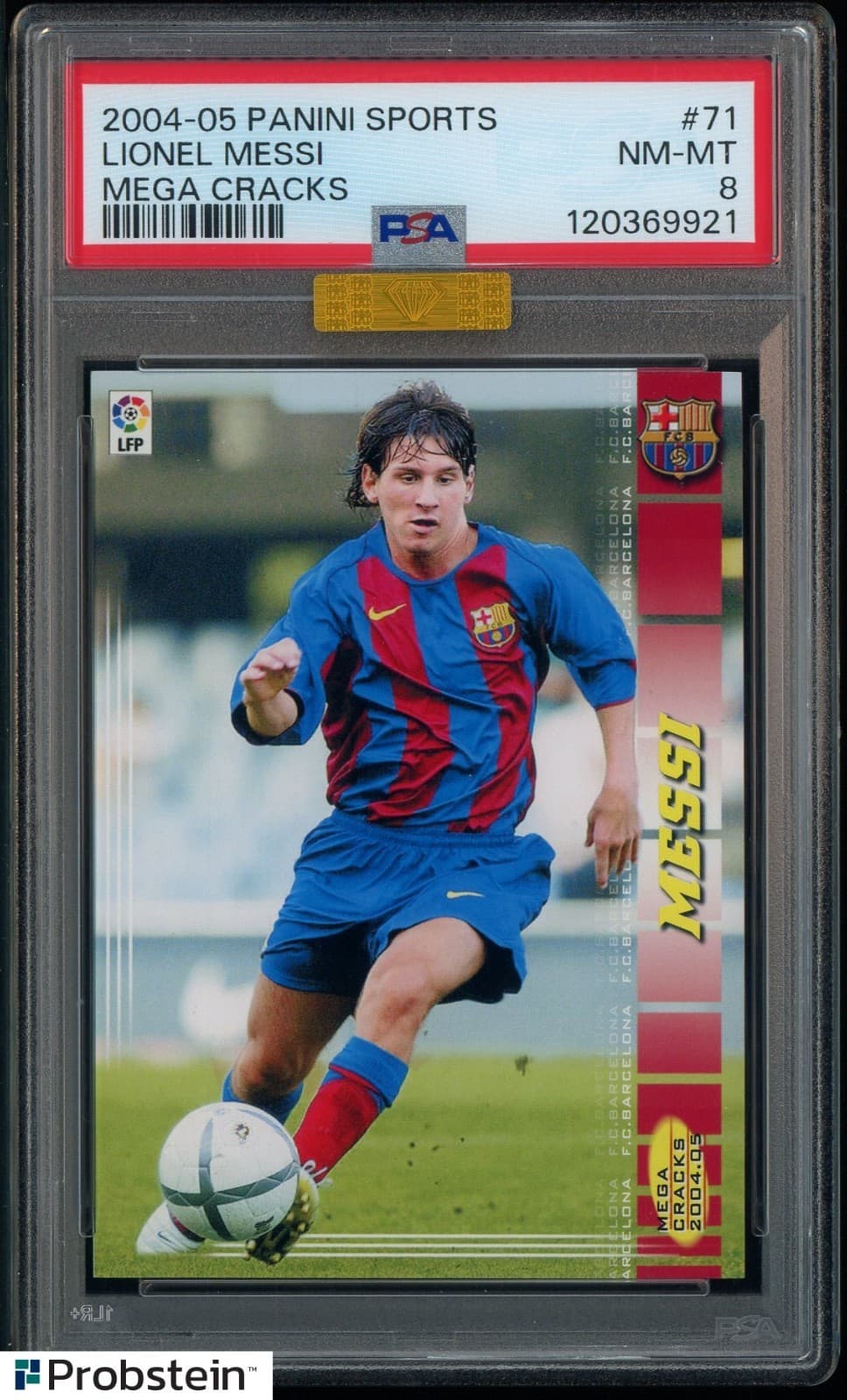 2004-05 Panini Sports Mega Cracks Soccer #71 Lionel Messi RC Rookie PSA 8 NM-MT