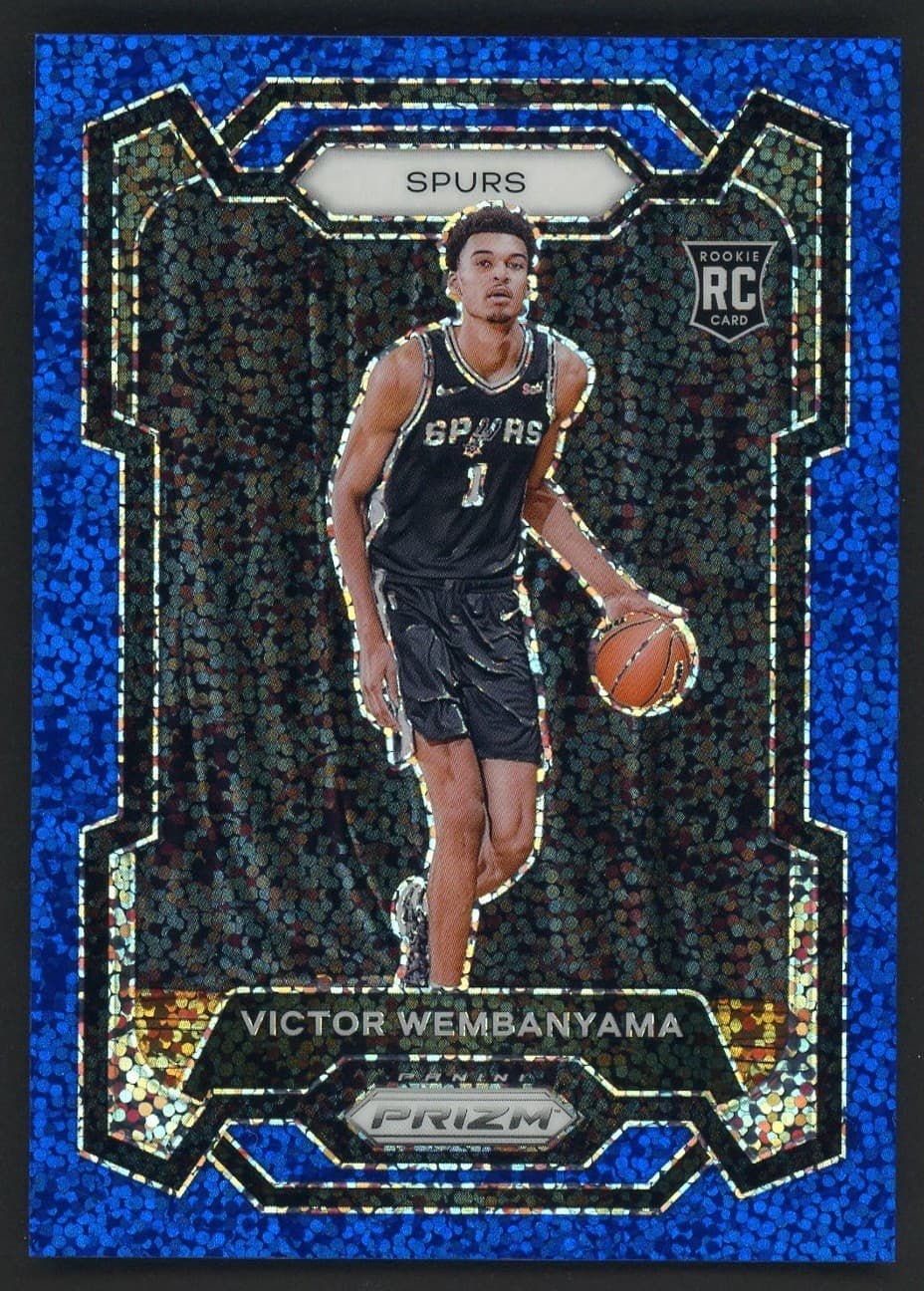 2023-24 Panini Blue Speckle Prizm #136 Victor Wembanyama RC Rookie 124/144