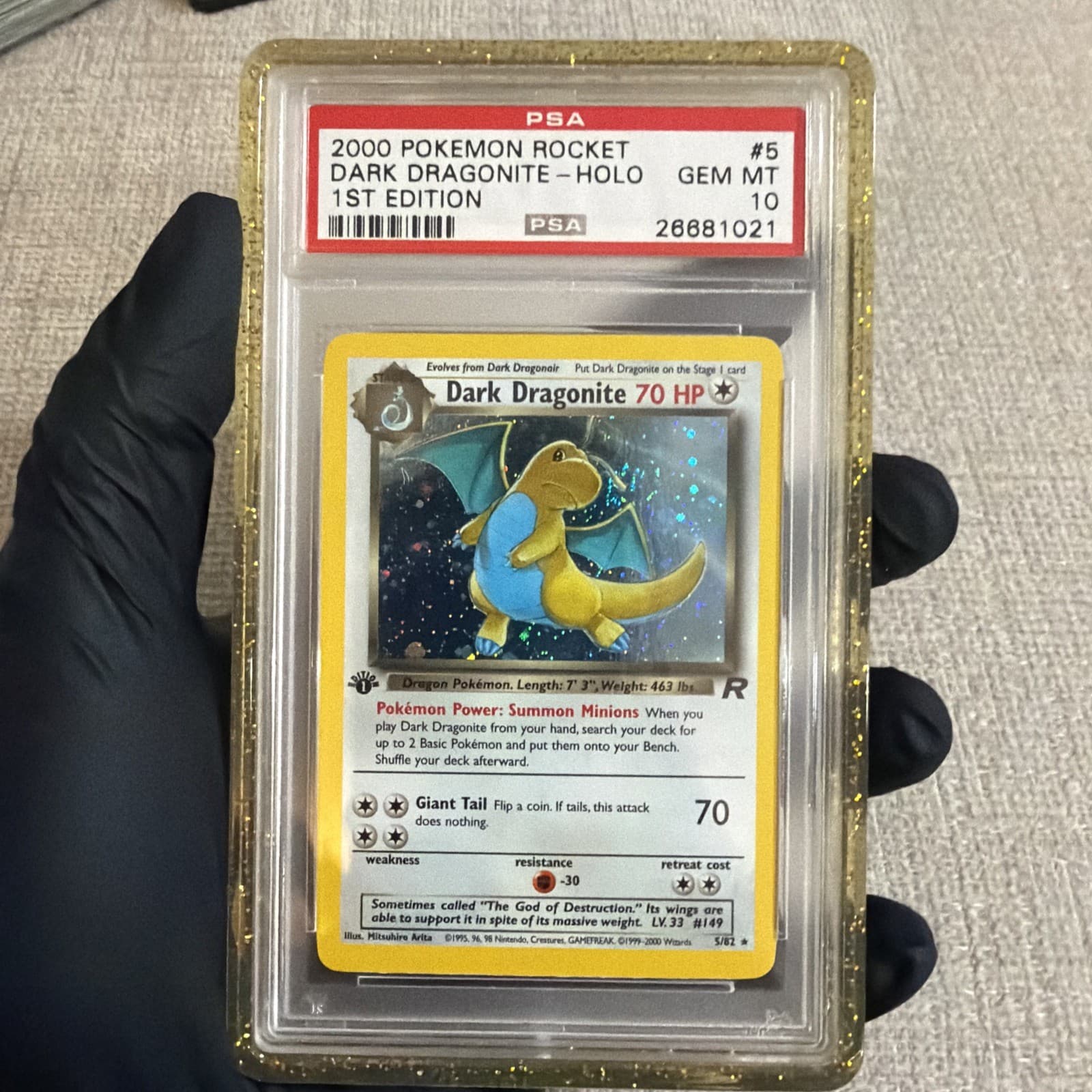1st Edition Dark Dragonite Team Rocket Holo SWIRL 🌀PSA 10 Pokemon 2000 #5