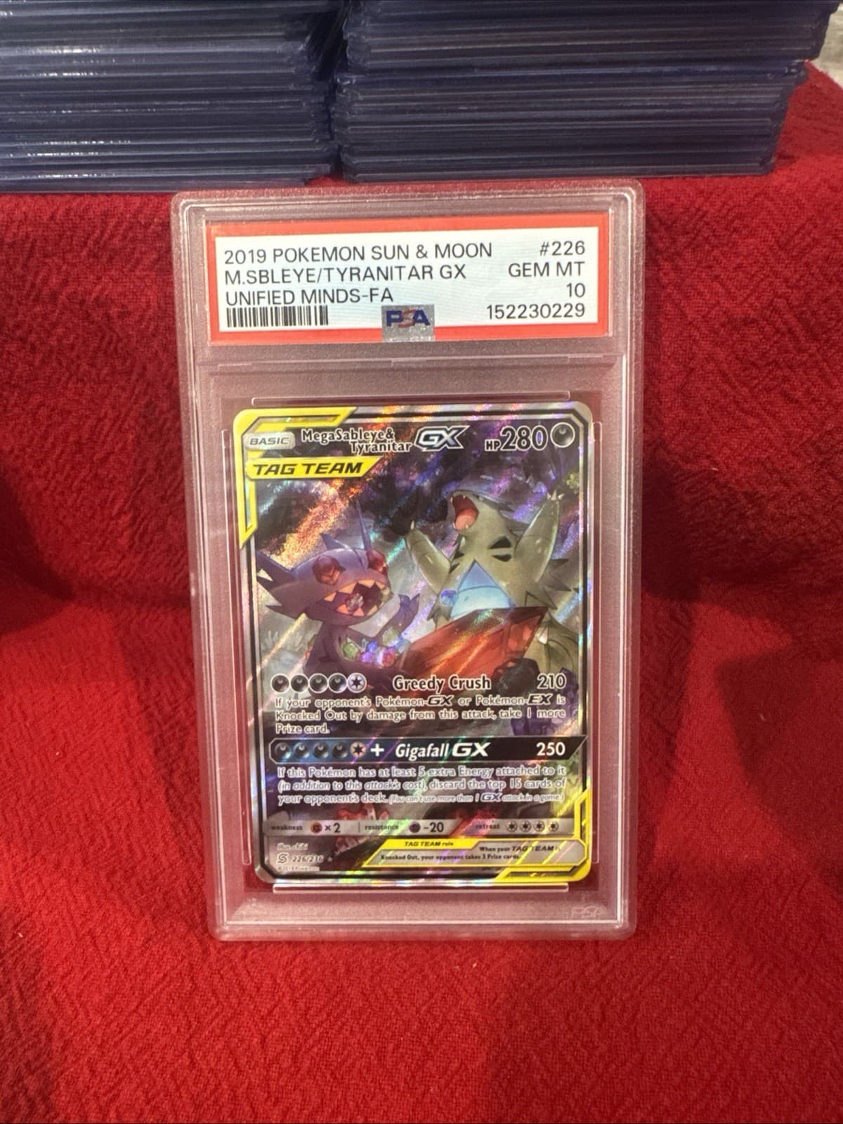 Mega Sableye & Tyranitar Gx 2019 Tag Team Pokemon Unm Fa 226/236 Psa 10 