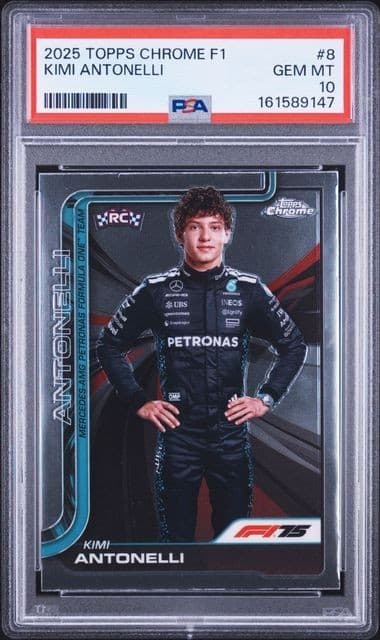 Kimi Antonelli 2025 TOPPS CHROME F1 #8 PSA 10 GEM MINT RC