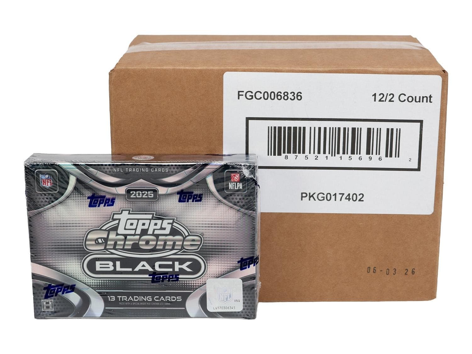 2025 Topps Chrome Black Football Hobby 12-Box Case