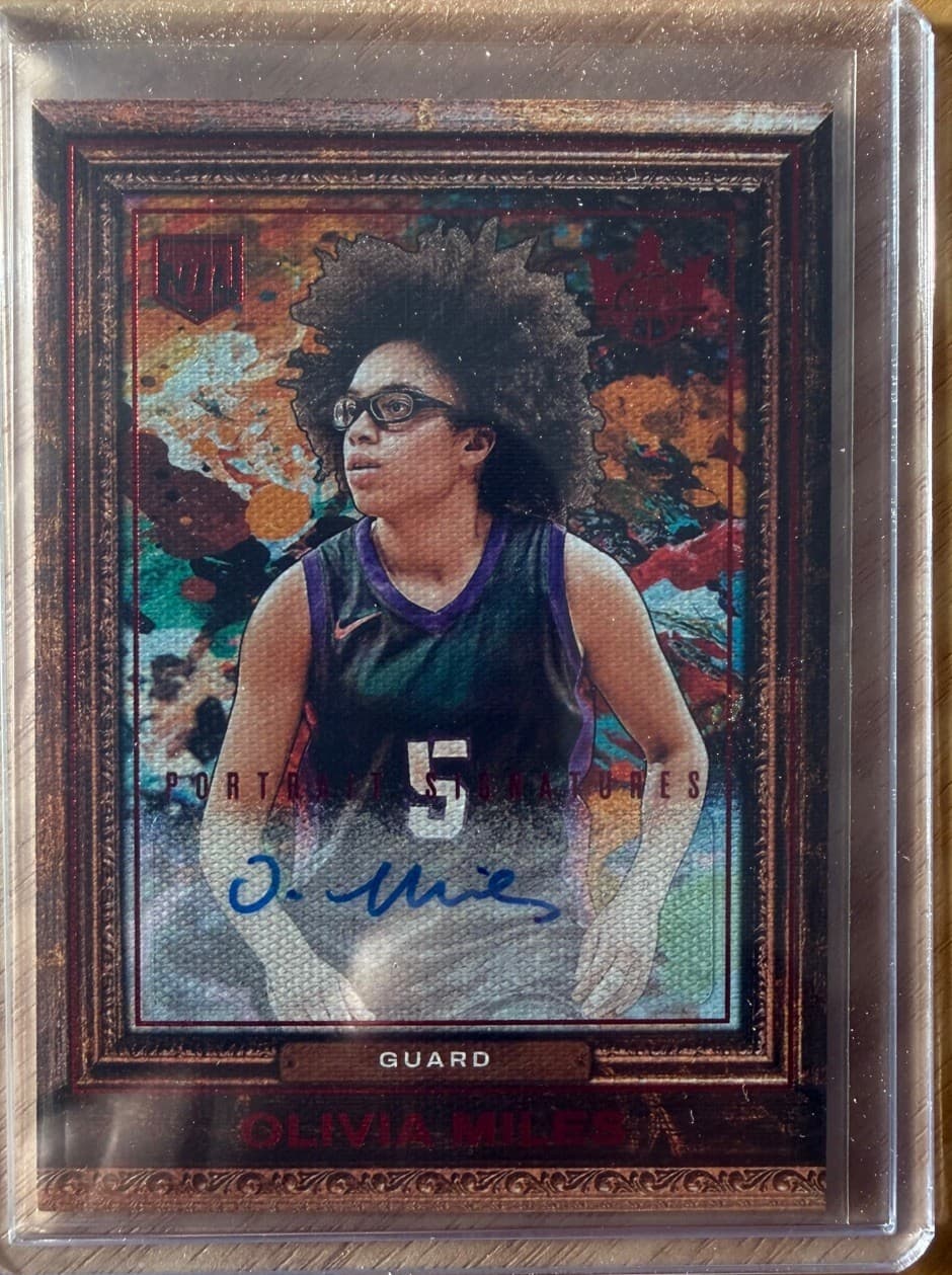 Olivia Miles 2025-26 Panini Court Kings Portrait Signatures Auto Ruby Red 1/49