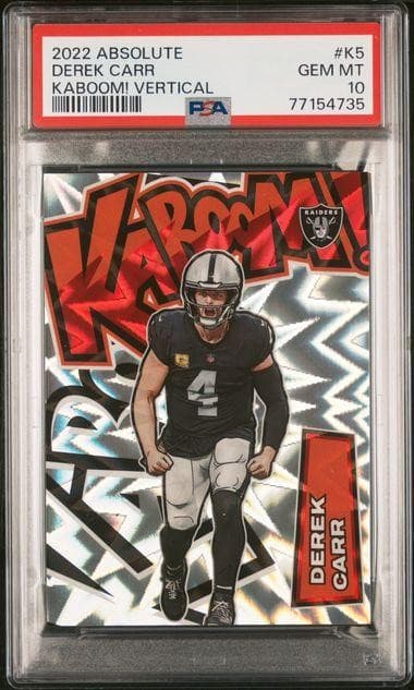 2022 Panini Absolute Derek Carr Kaboom! Vertical PSA 10