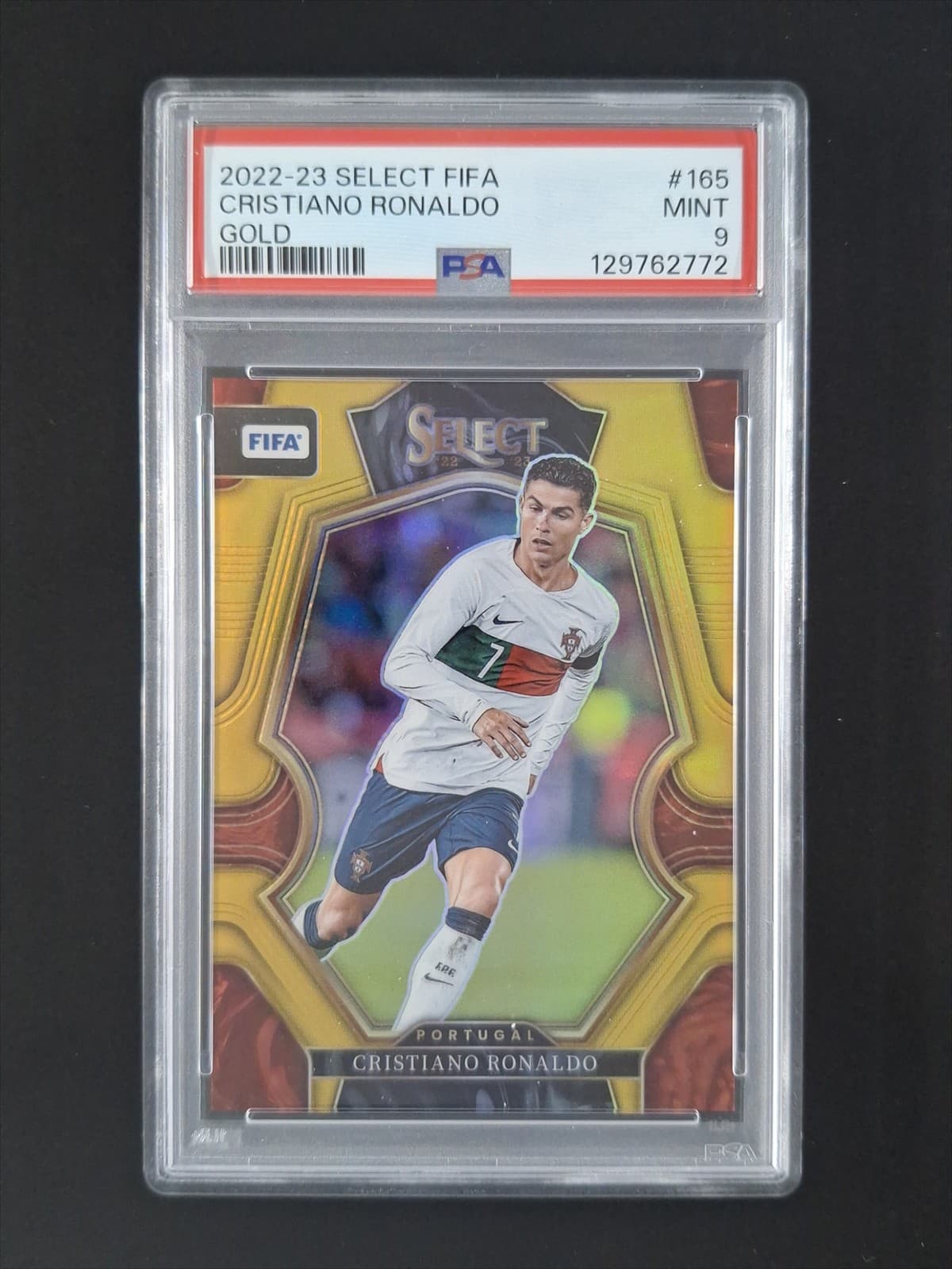 2022-23 Panini Select FIFA CRISTIANO RONALDO 2/10 True Gold Mezzanine #165 PSA 9