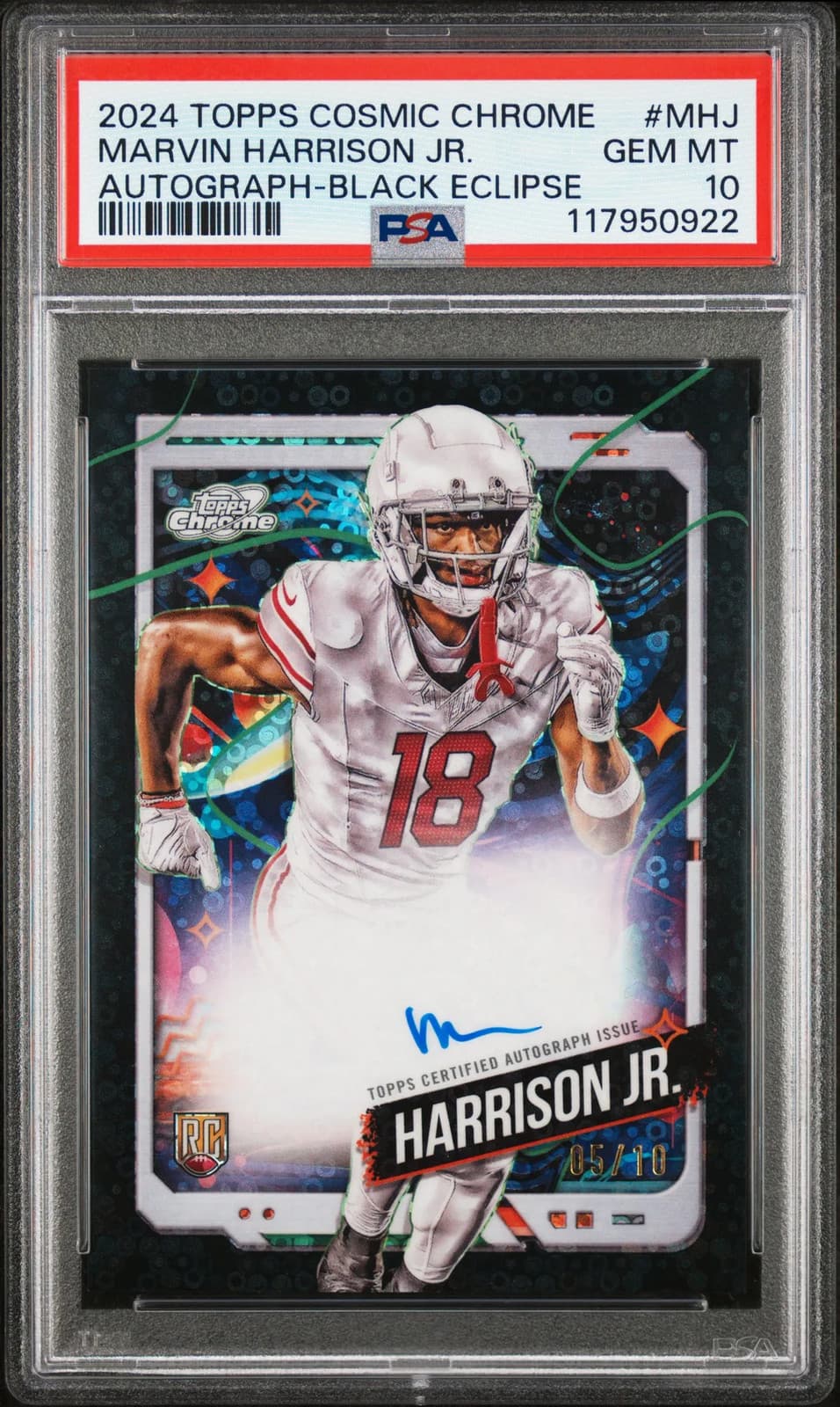 2024 Topps Cosmic Chrome Auto Marvin Harrison JR. #MHJ Black /10 PSA 10