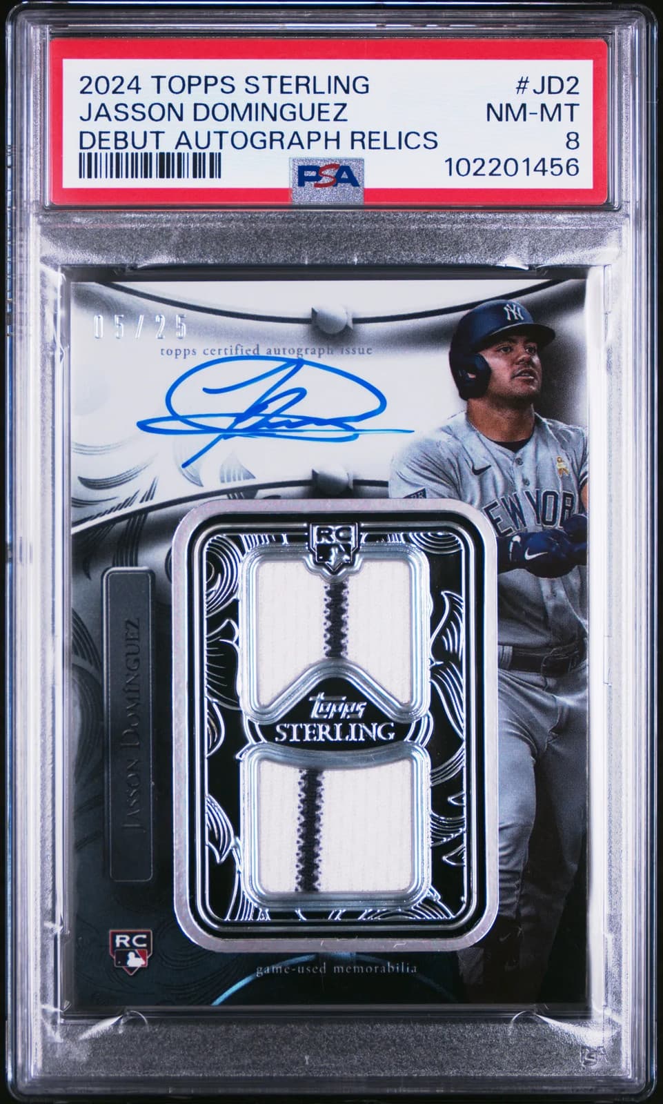 2024 Topps Sterling Debuts Auto Relics Jasson Dominguez #JD2 05/25 PSA 8