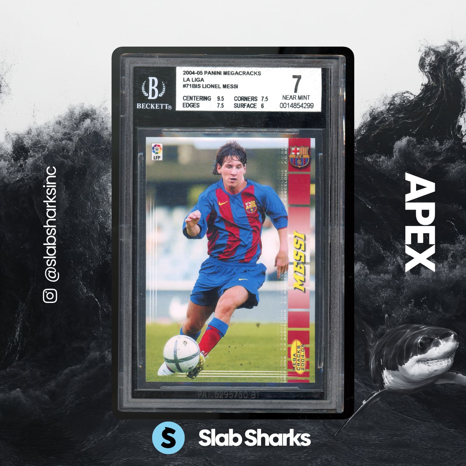 2004 PANINI MEGACRACKS LA LIGA #71BIS LIONEL MESSI ROOKIE RC BGS 7