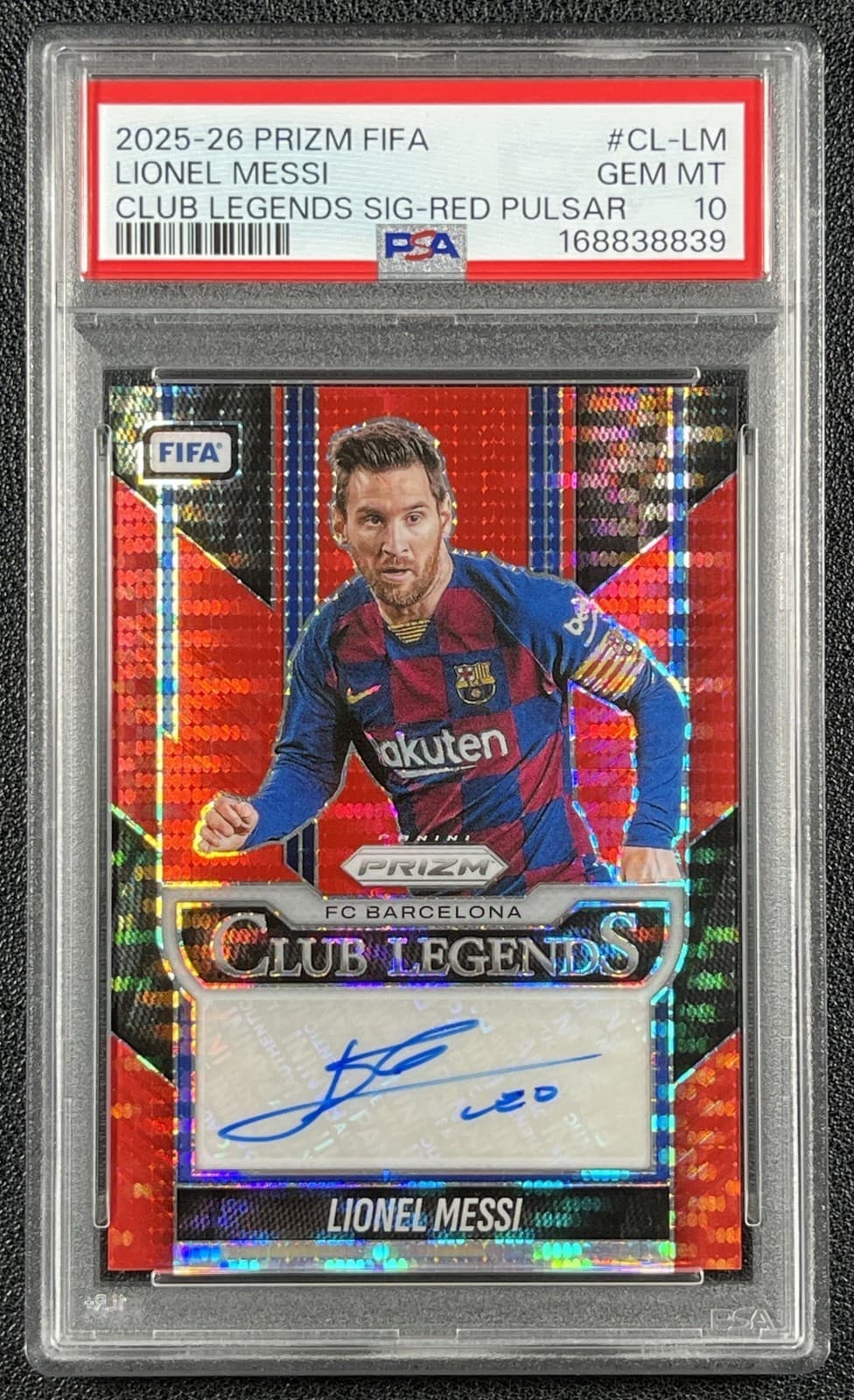 Pop 1! Lionel Messi Psa 10 2025 Panini Prizm Fifa Club Legends Auto Red Pulsar