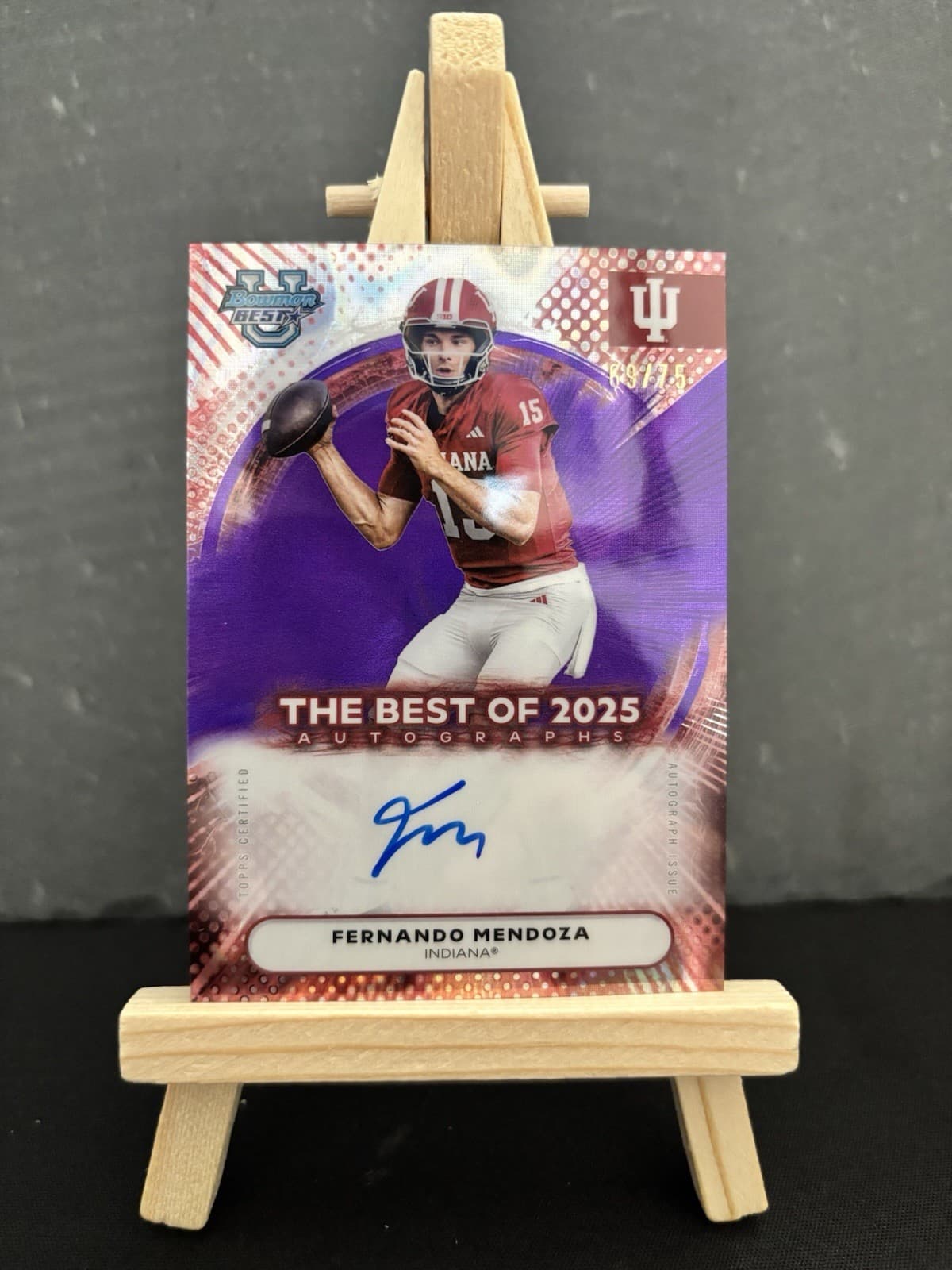 Topps 2025 Bowman's Best Fernando Mendoza Purple Lava Auto /75