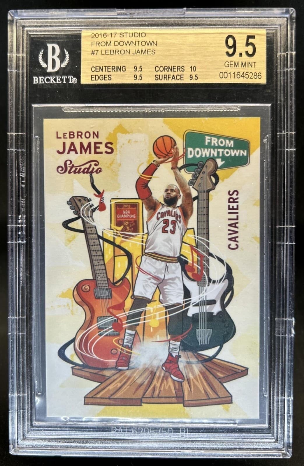 2016-17 Panini Studio LeBron James From Downtown! #FD7 Cavaliers BGS 9.5