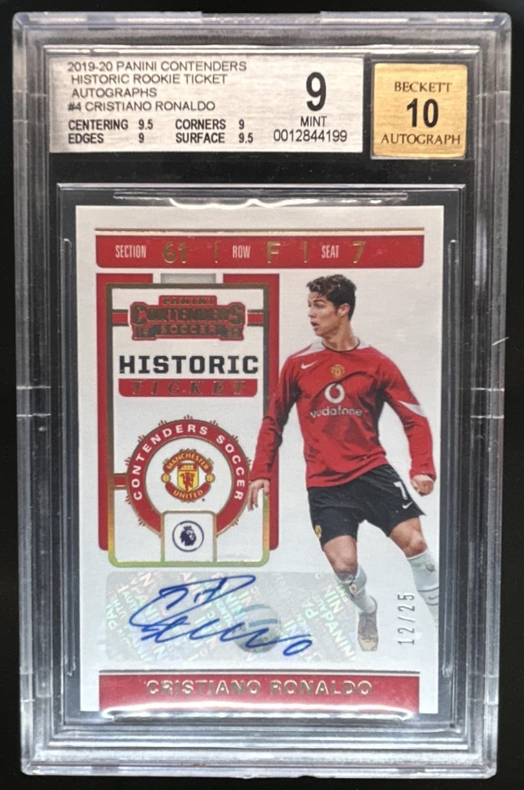 2019 Chronicles Cristiano Ronaldo Contenders Historic Rookie Auto #/25 BGS 9/10