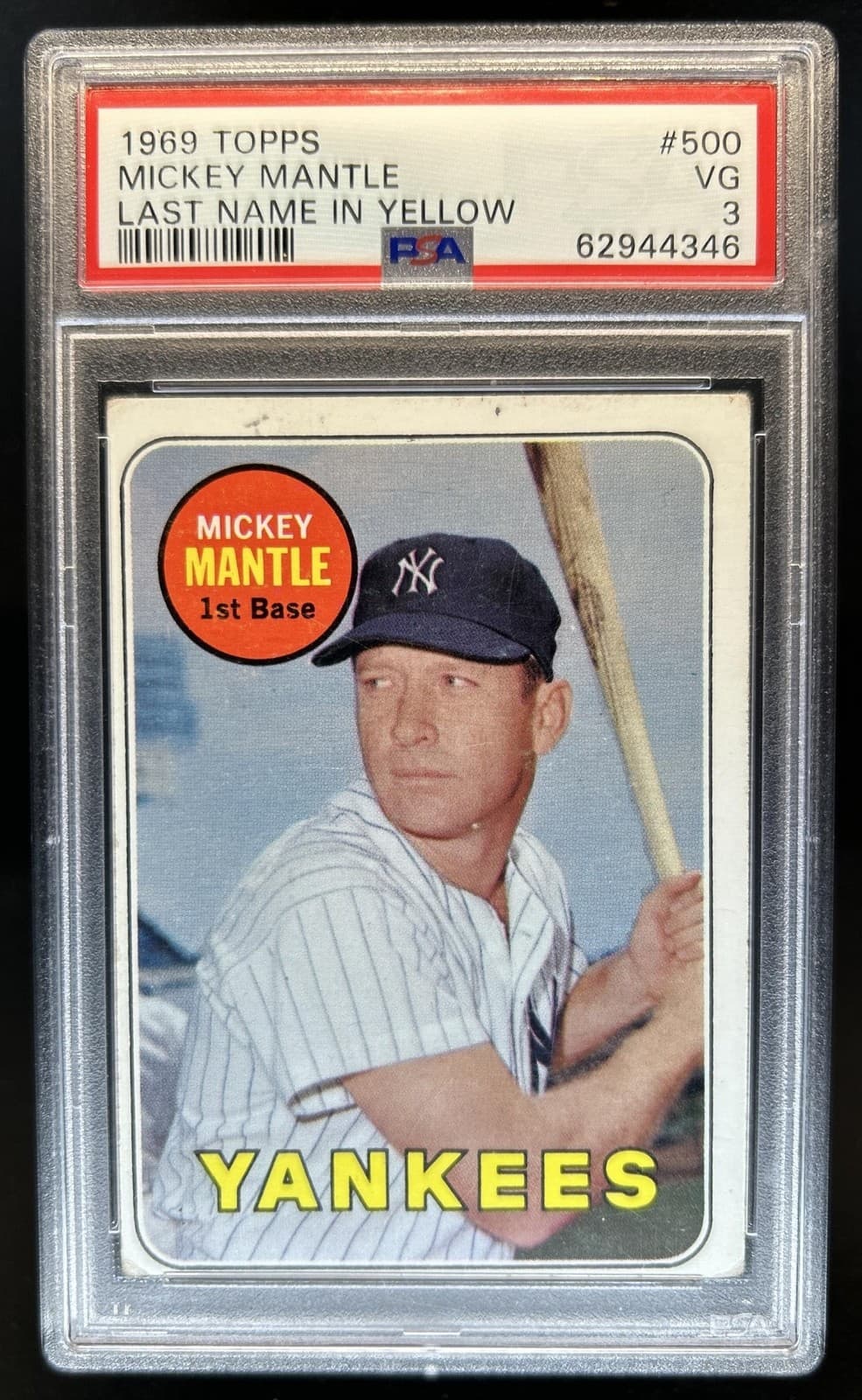 1969 Topps Mickey Mantle #500a New York Yankees PSA 3