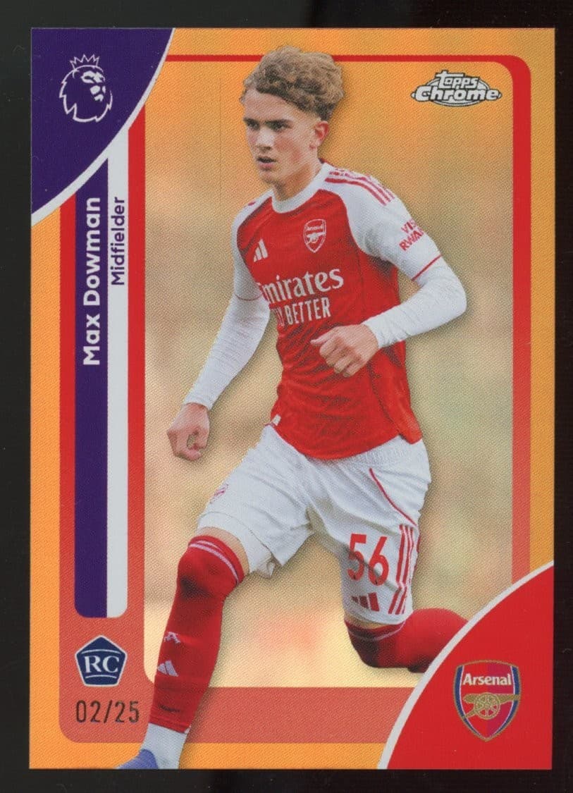 2025-26 Topps Chrome Premier League Max Dowman RC Rookie Orange Refractor /25