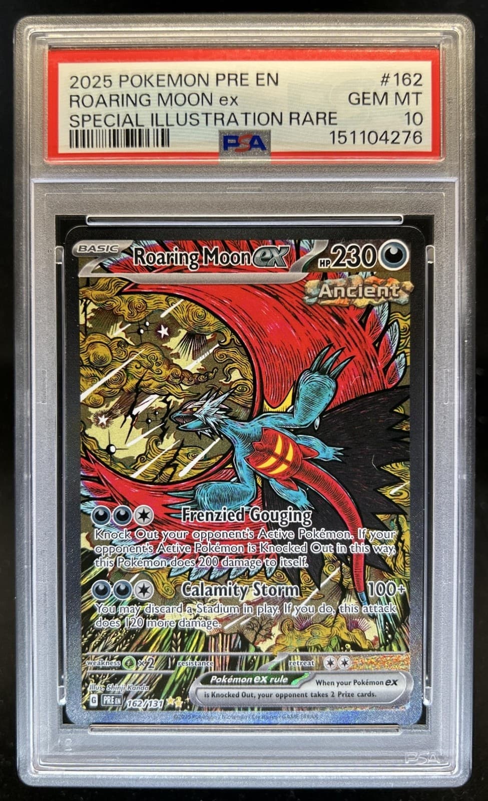 2025 Pokemon Prismatic Roaring Moon ex Special Illustration Rare #162/131 PSA 10