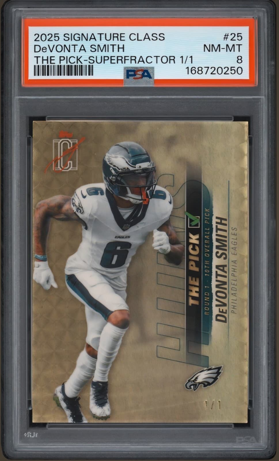 2025 Topps Signature Class Devonta Smith Superfractor 1/1 PSA 8