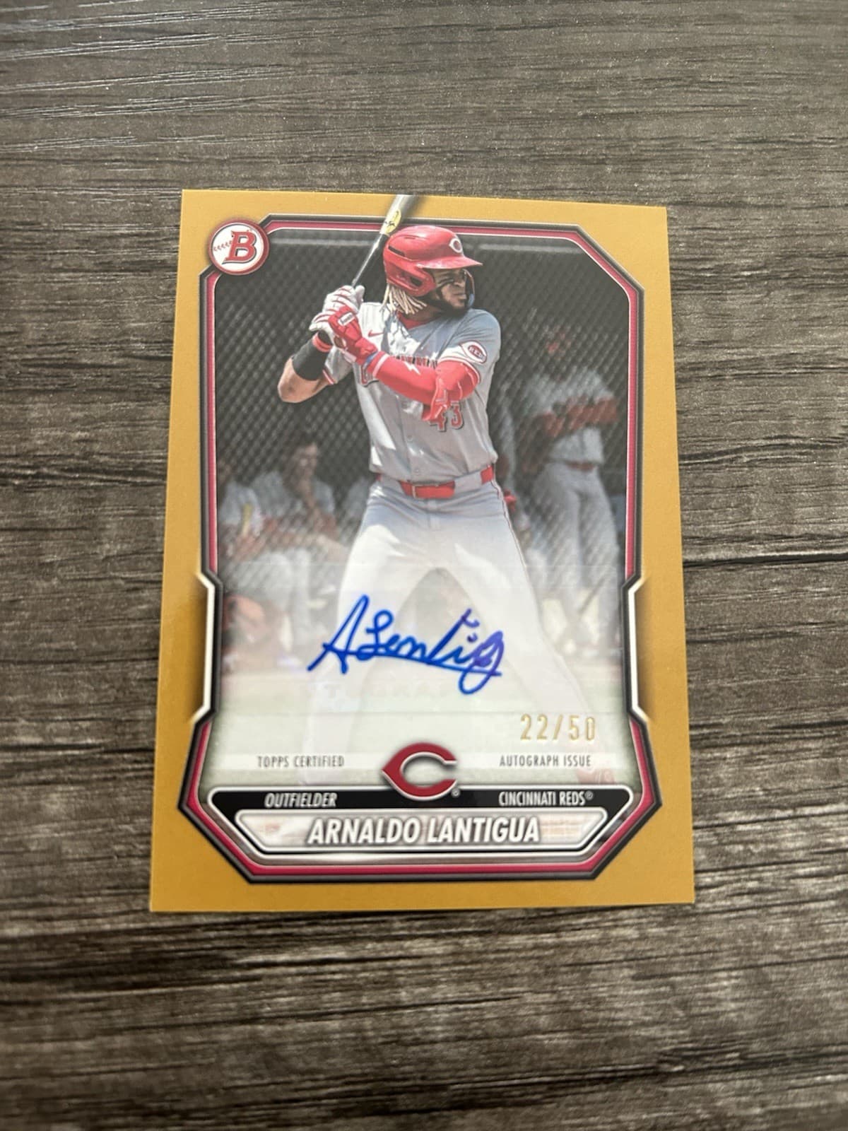 ARNALDO LANTIGUA 2026 Bowman Baseball GOLD Paper AUTO #BPA-AL RC #/50