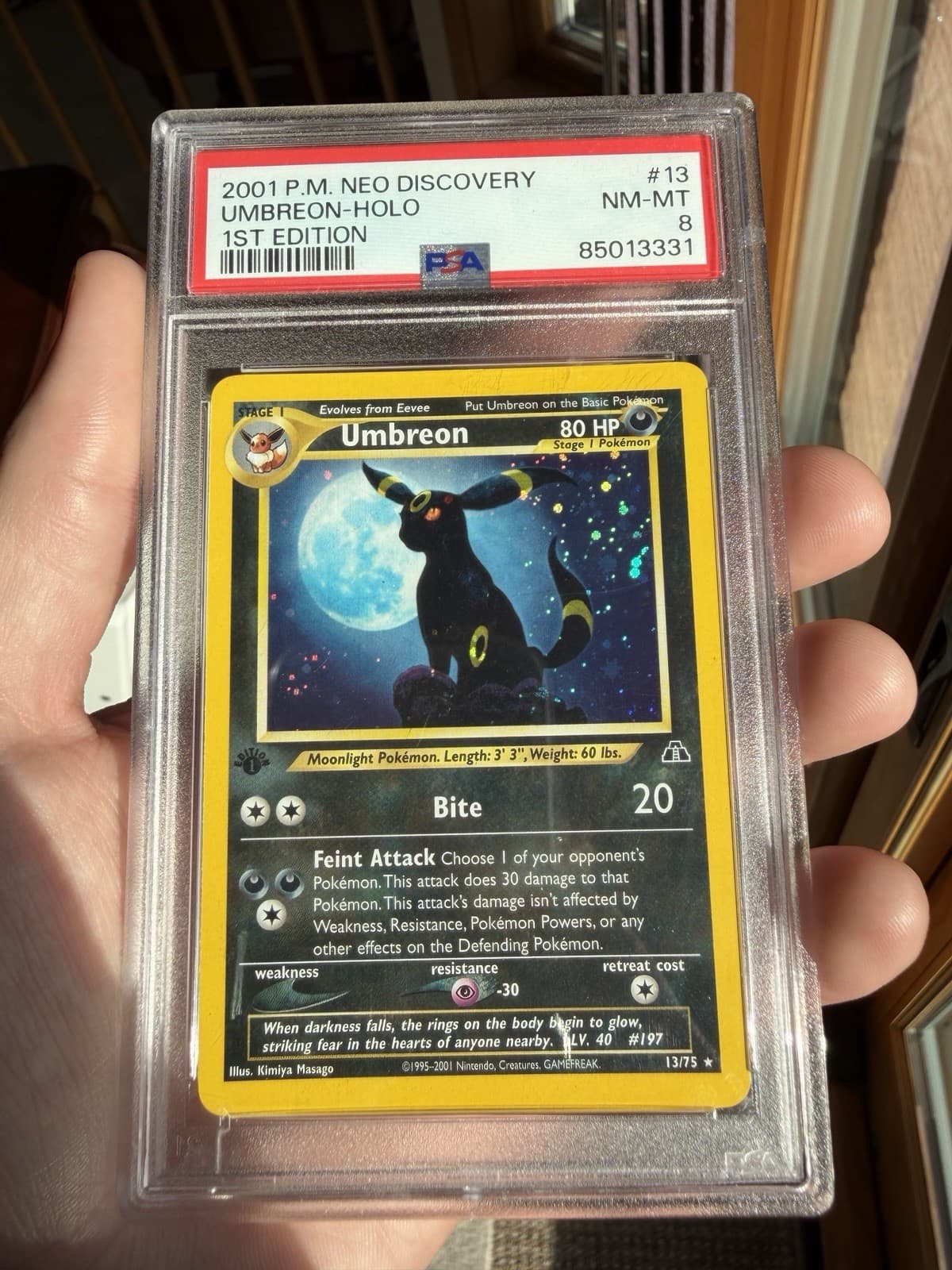 2001 Pokemon Neo Discovery 1st Edition #13 Umbreon-Holo Psa 8
