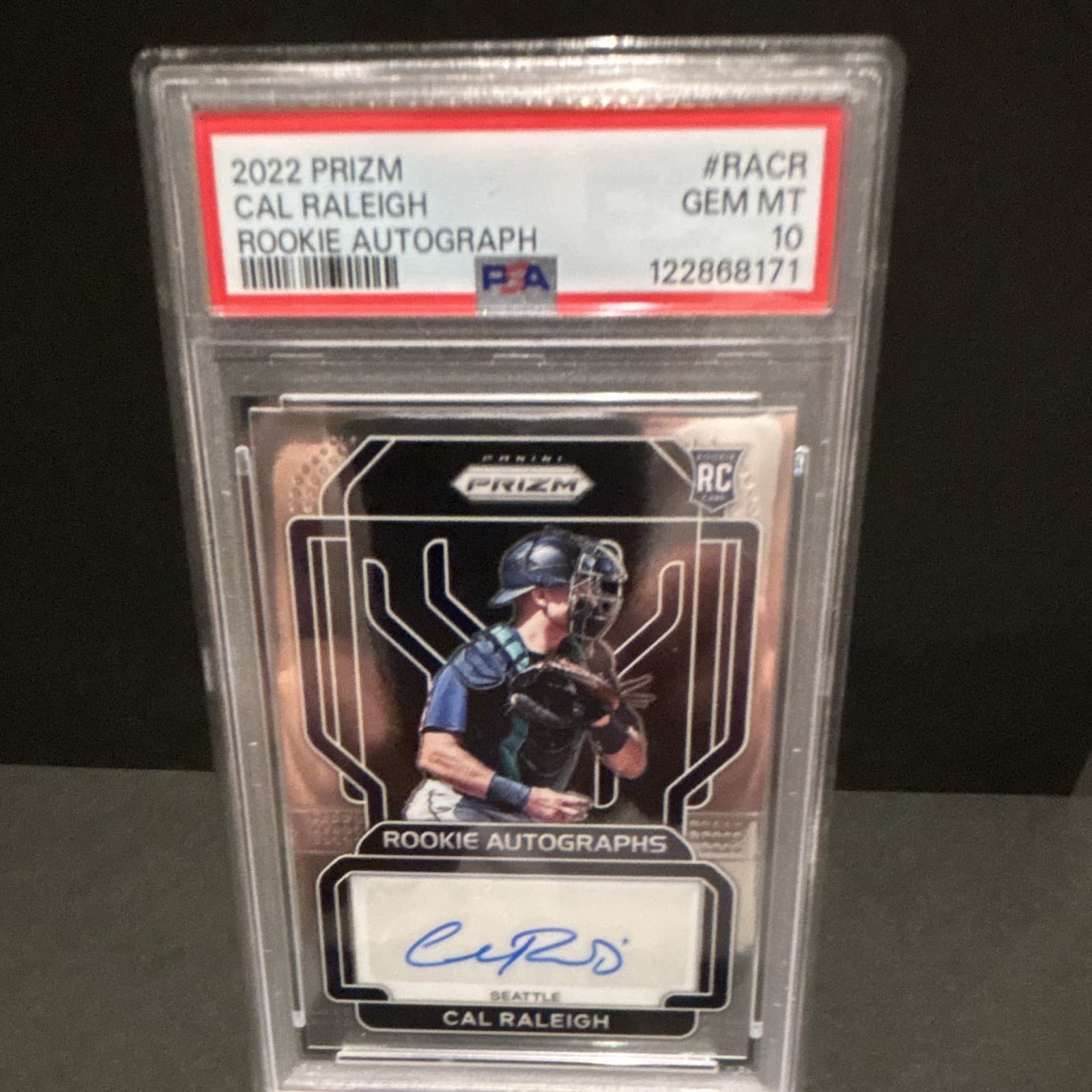 Panini 2022 Prizm Cal Raleigh Rookie RC Auto #RA-CR Mariners PSA 10 GEM MT 🔥