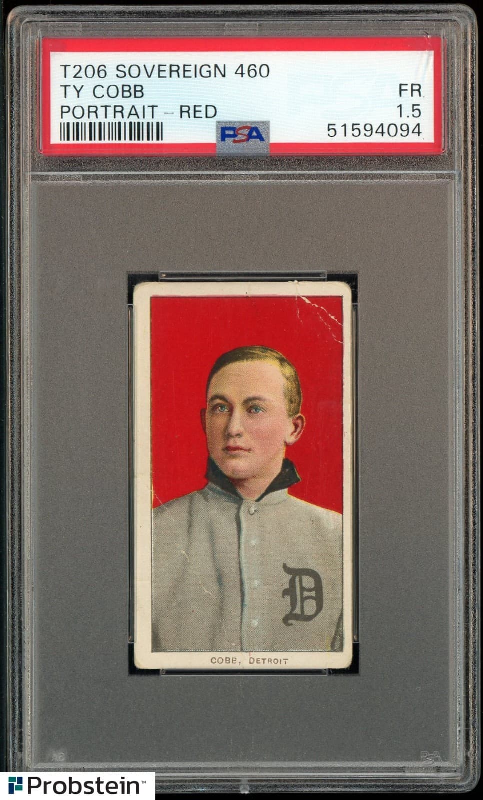 T206 Ty Cobb HOF Portrait Red Sovereign 460 Subjects Rare Back PSA 1.5 FR
