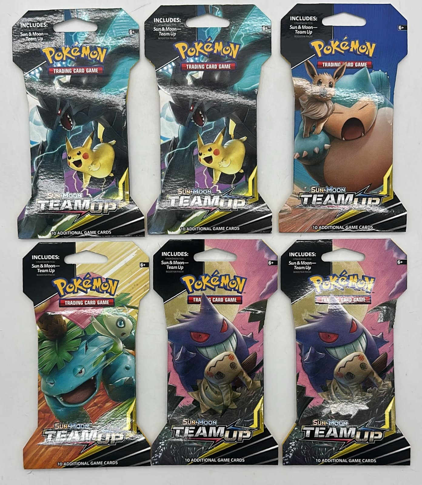 Lot of (6) Pokemon TCG Sun & Moon Team Up Sleeved Booster Packs SEALED