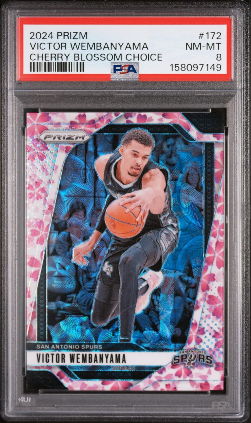 2024 PANINI PRIZM CHERRY BLOSSOM CHOICE #172 VICTOR WEMBANYAMA 1/20 PSA 8