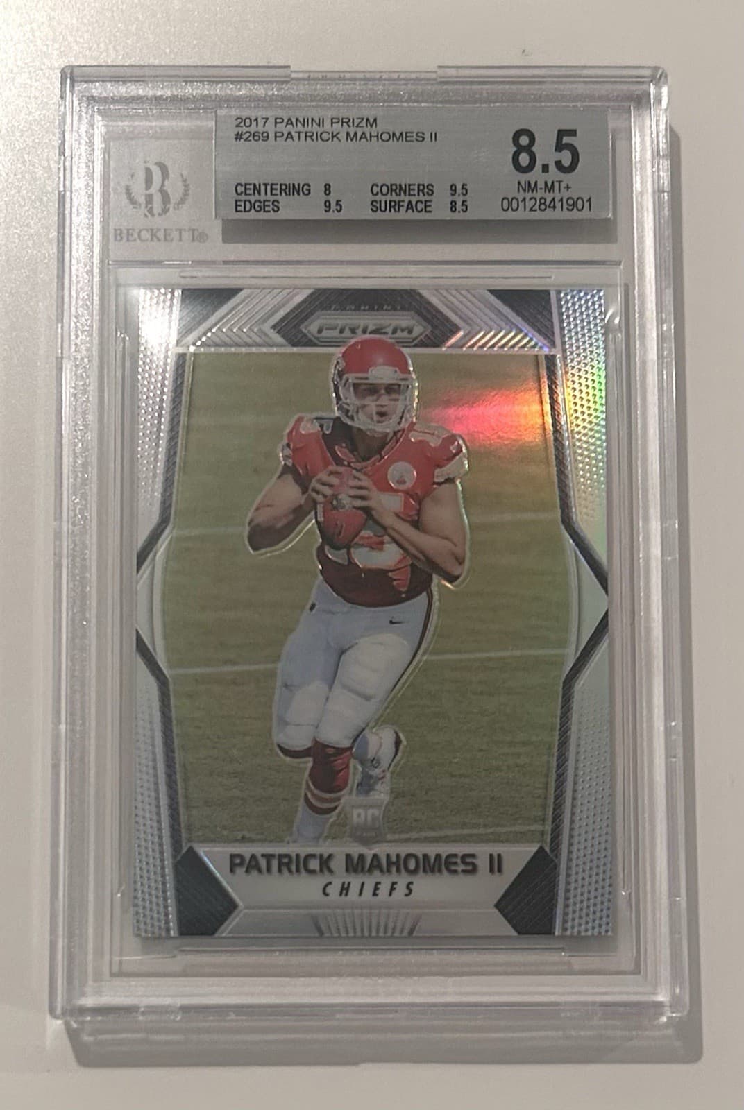 2017 Patrick Mahomes Panini Prizm⚡️SILVER⚡️Rookie RC BGS 8.5~No Dimple