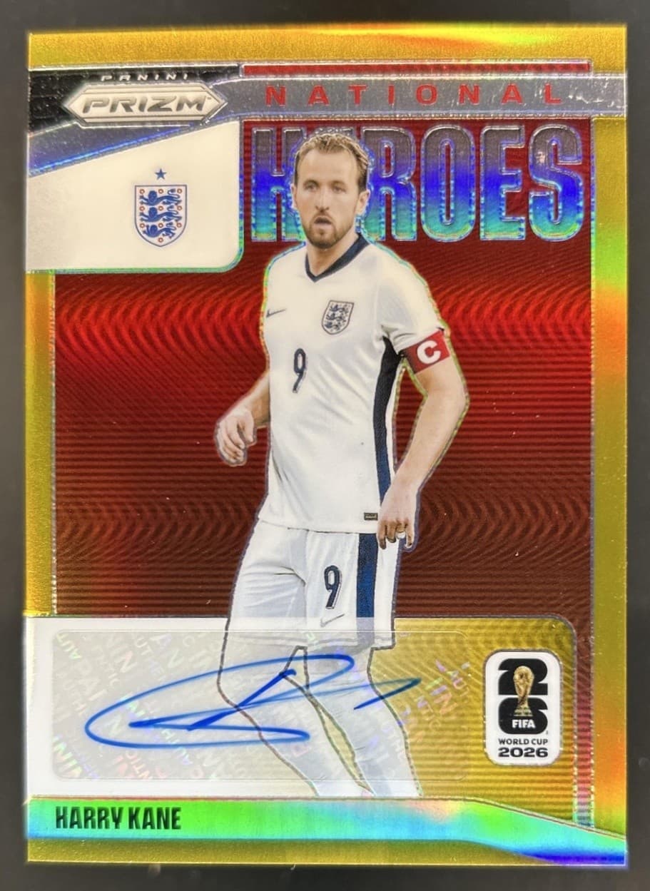 2026 Panini Prizm World Cup Harry Kane National Heroes Gold Auto #/10 England