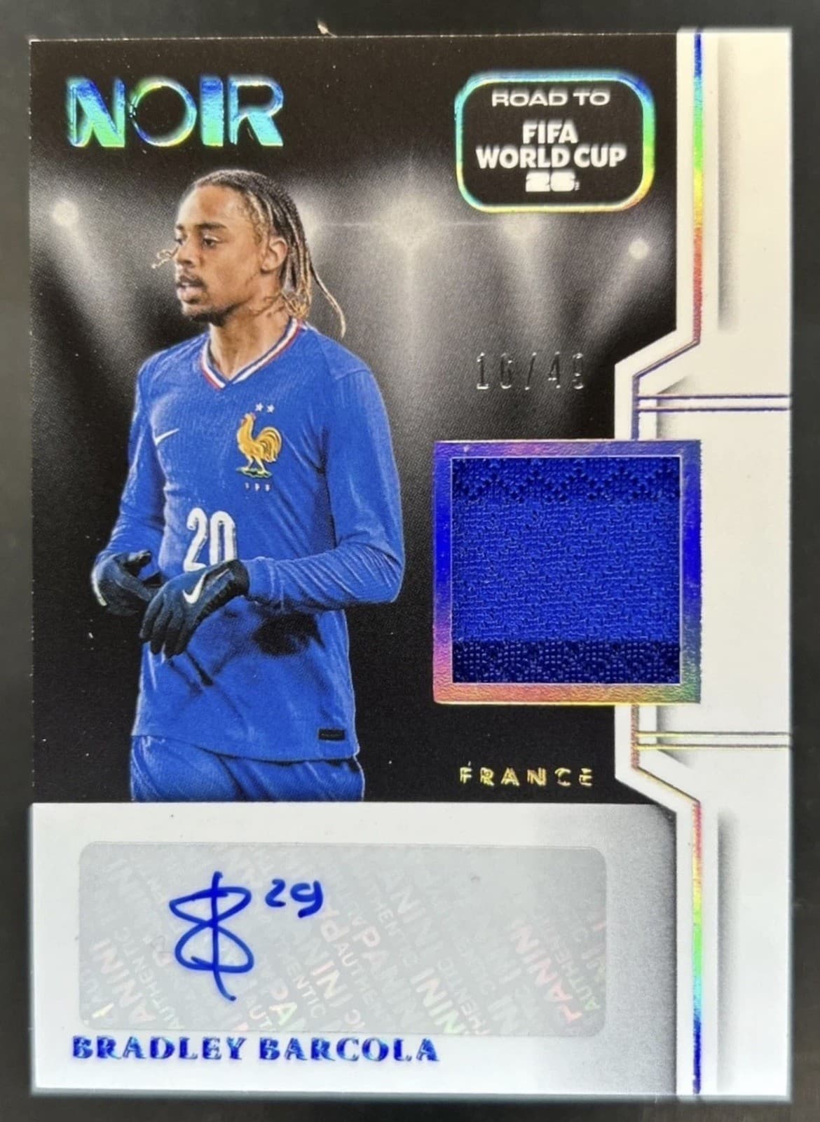 2025-26 Noir Road to FIFA World Cup 26 Bradley Barcola Auto Color Jersey #/49