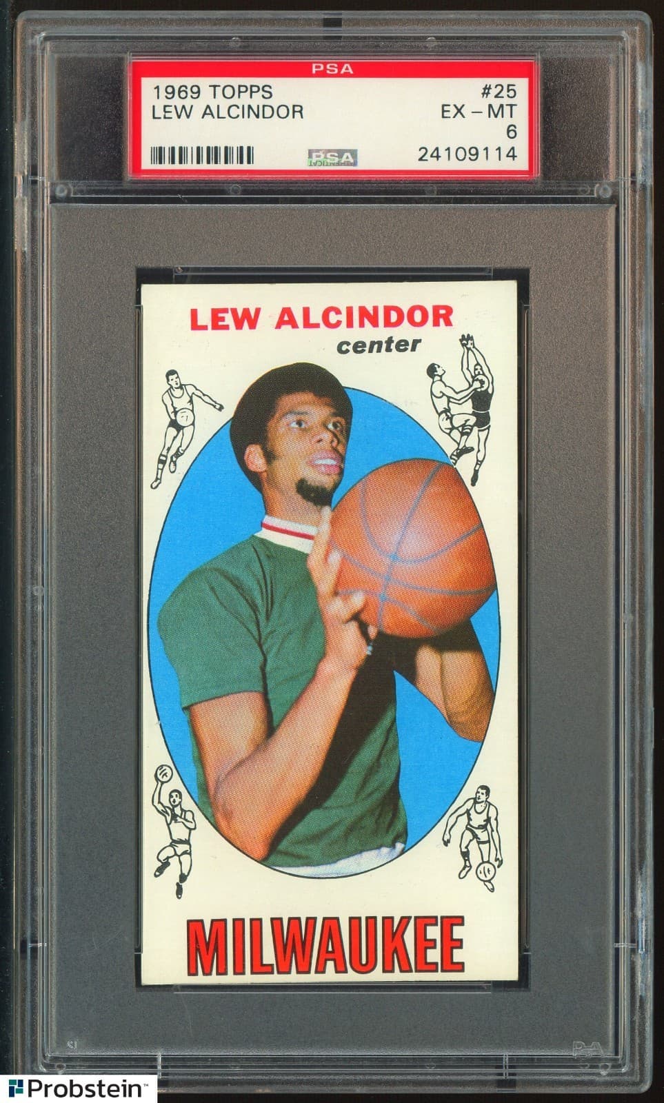1969-70 Topps #25 Lew Alcindor Kareem Abdul-Jabbar RC Rookie HOF PSA 6 EX-MT