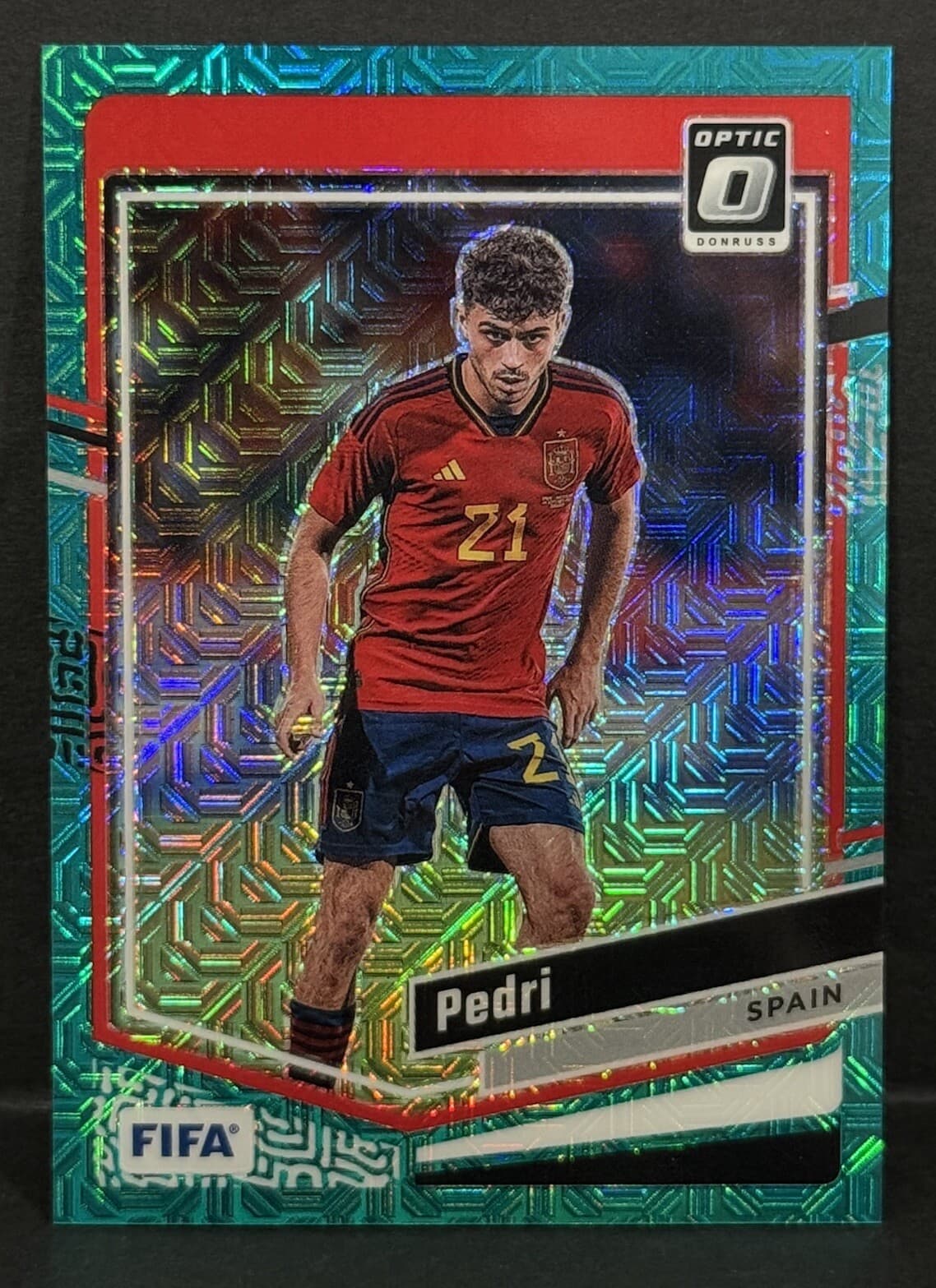 2023-24 Panini Donruss Soccer FIFA Spain Pedri Optic Aqua Mojo /49