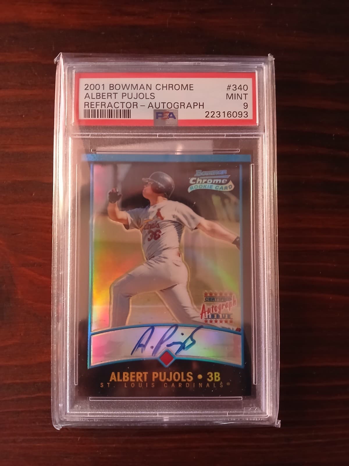 2001 Albert Pujols Bowman Chrome Refractor Autograph #340 PSA 9