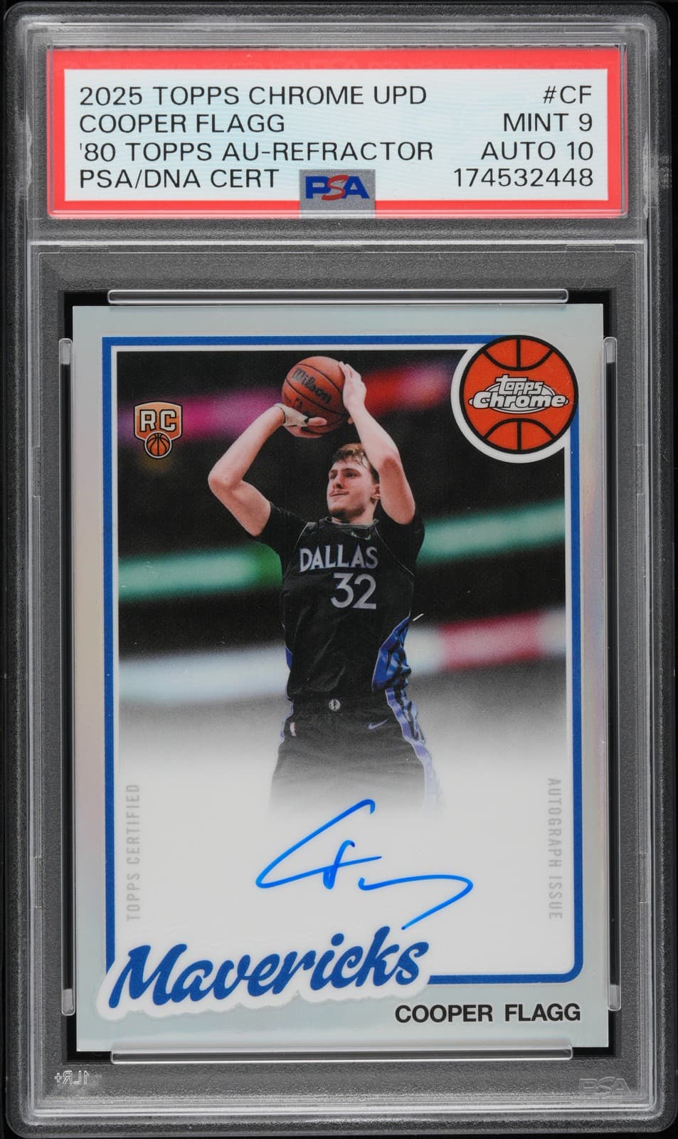 2025 Topps Chrome Update 1980-81 Basketball Cooper Flagg Rookie Rc Psa 9 Auto 10