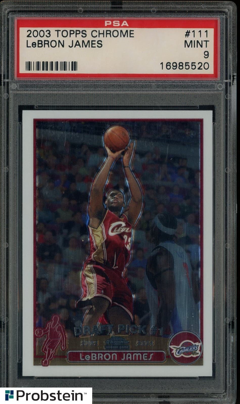2003-04 Topps Chrome #111 LeBron James Cavaliers RC Rookie PSA 9 " LOOKS GEM "