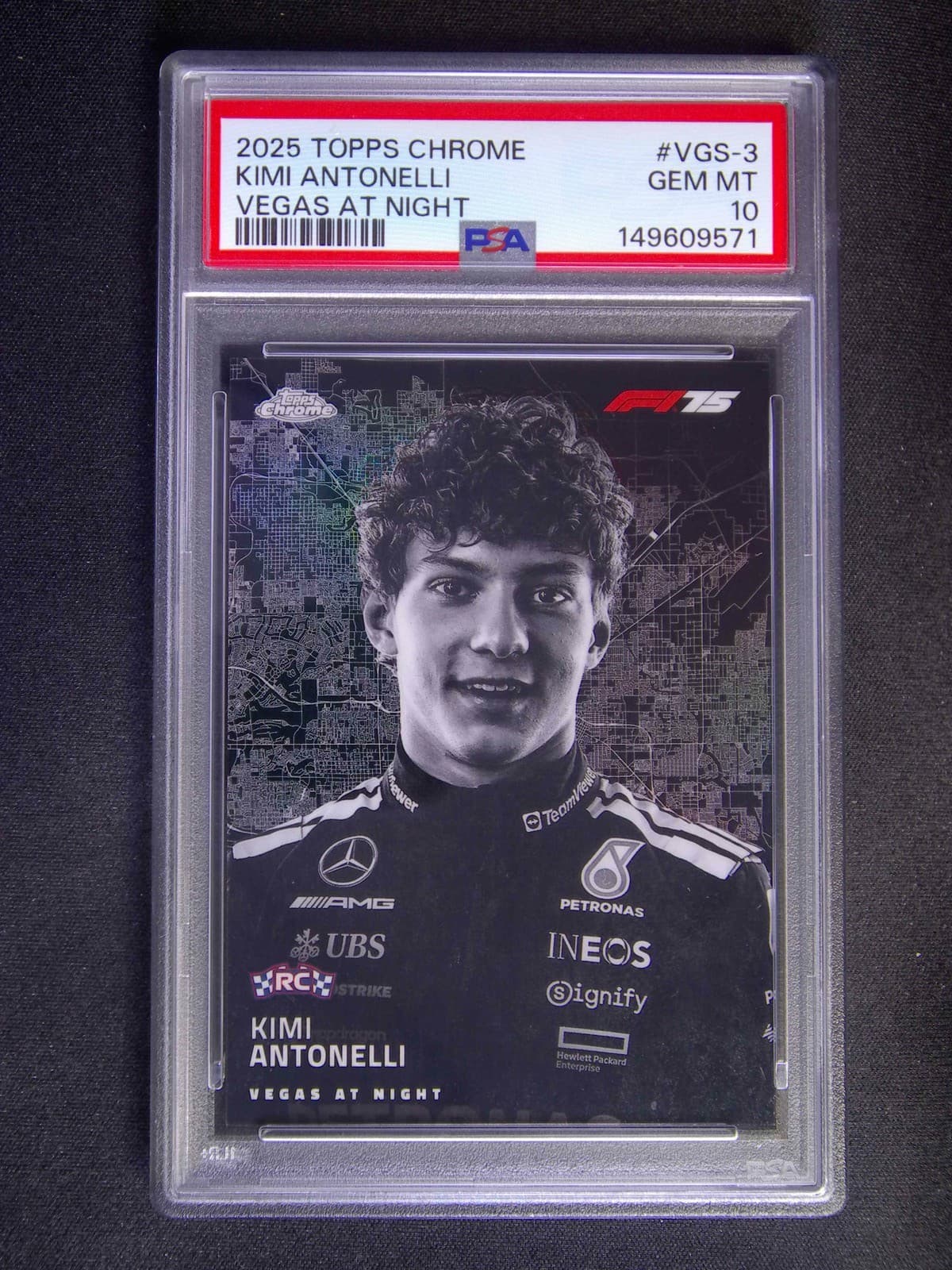 2025 Topps Chrome F1 75th Kimi Antonelli RC Vegas At Night Case Hit SSP PSA 10