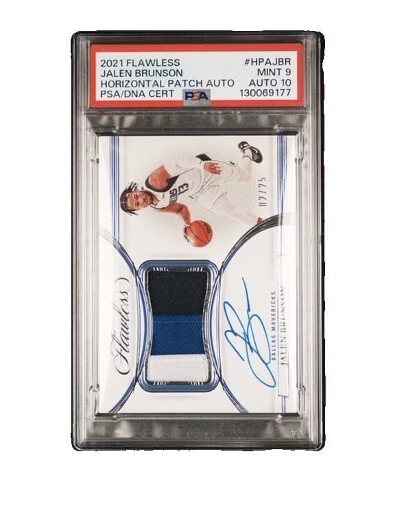 Panini Flawless 2021-22 Jalen Brunson HPA-JBR /25 Patch Auto PSA 9/10