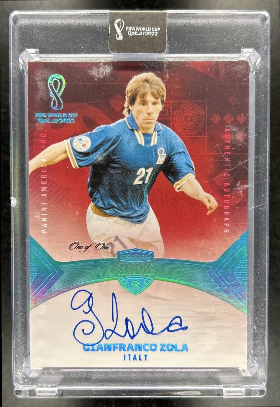 2022 Panini Eminence FIFA World Cup Gianfranco Zola Auto Platinum #1/1 Italy