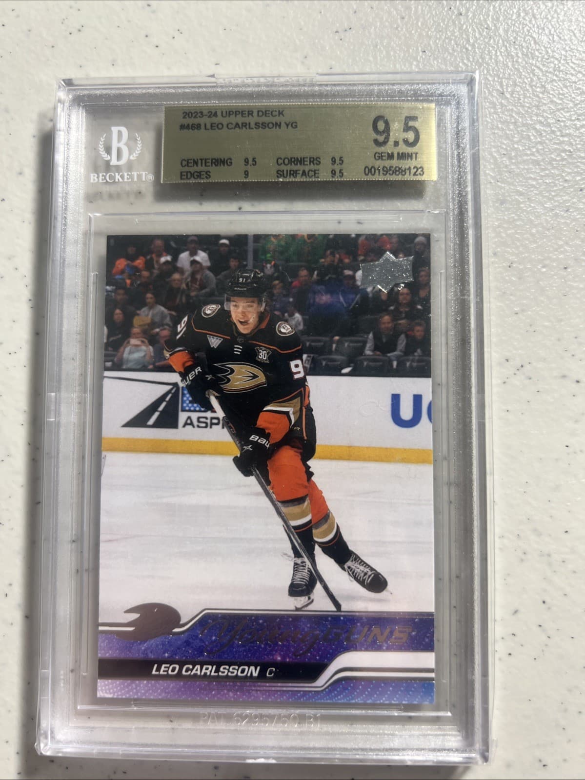 Leo Carlsson 2023-24 Upper Deck Series 2 Young Guns RC #468 BGS 9.5 Gem Mint