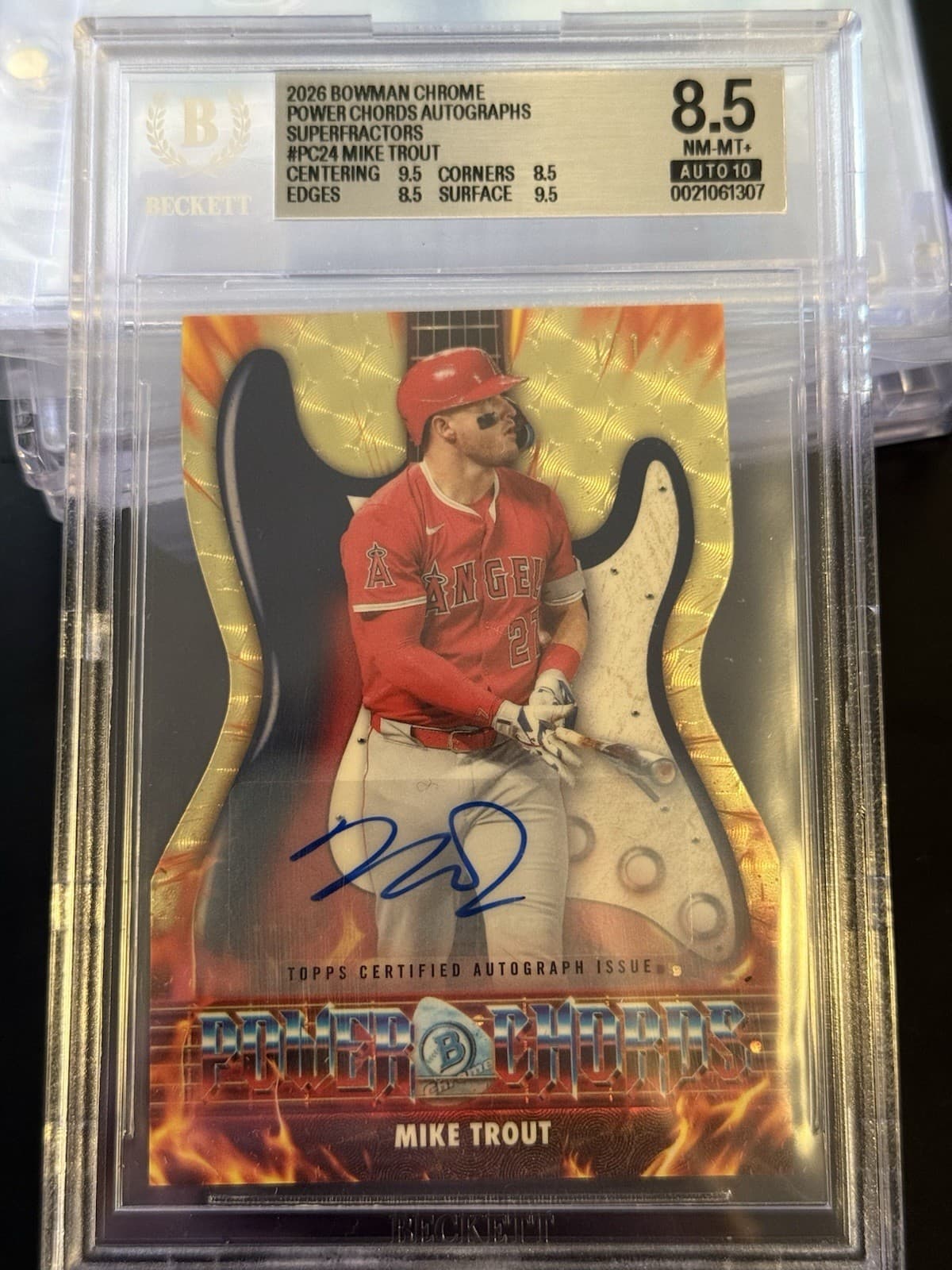 2026 Bowman Mike Trout Superfractor Auto Power Chords Die-Cut BGS 8.5 / Auto 10