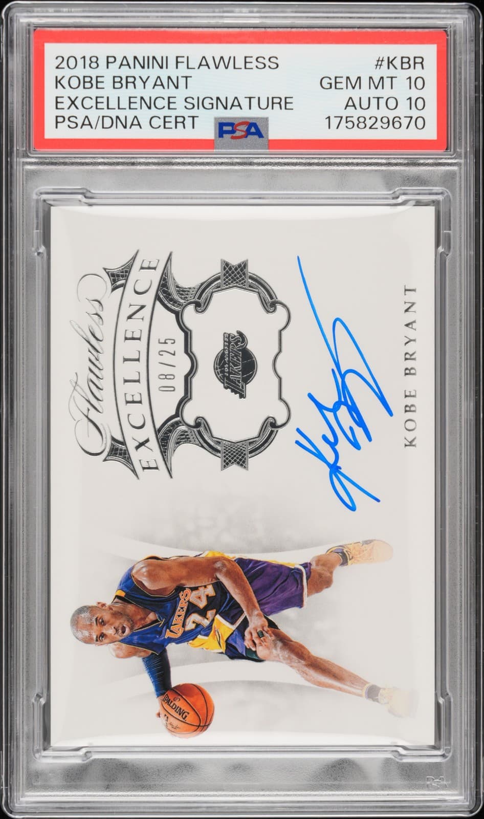 2018 Panini Flawless Excellence Signatures #Kbr Kobe Bryant 8/25 Psa 10 Auto 10