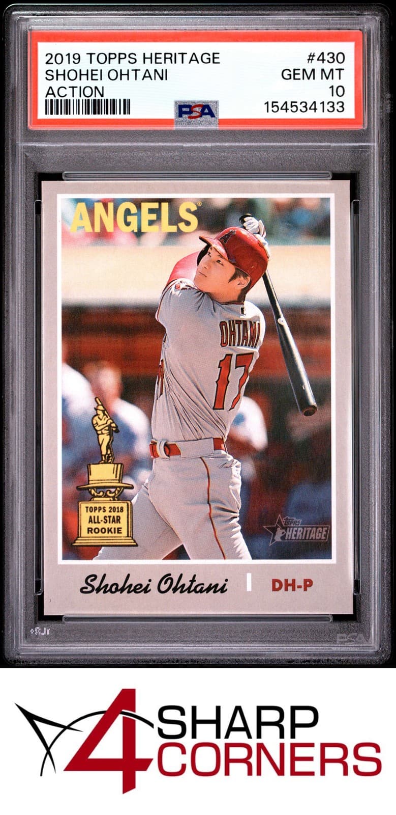 2019 TOPPS HERITAGE ALL-STAR ROOKIE #430 SHOHEI OHTANI ANGELS ACTION PSA 10