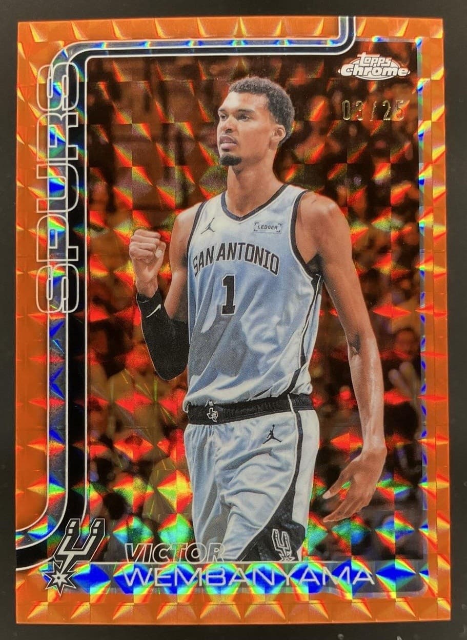 2025 Topps Chrome Update Victor Wembanyama Orange Geometric Refractor /25