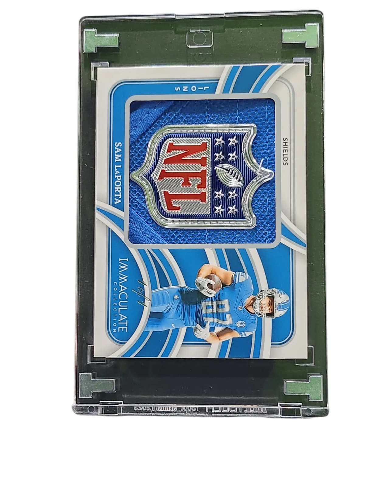 2024 Panini Immaculate Collection Sam LaPorta #IL-SLA Shields NFL Shield Patch