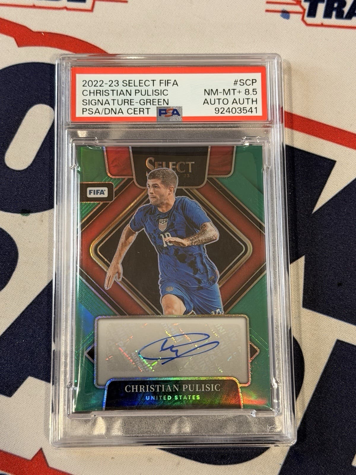 2022-23 Panini Select FIFA CHRISTIAN PULISIC Green Prizm /2 Signatures Auto USA