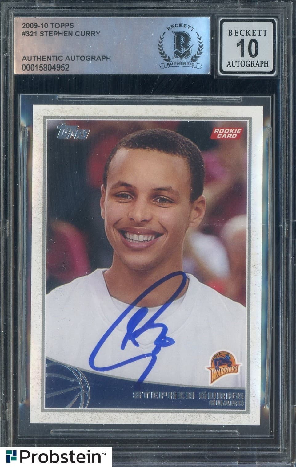 Stephen Curry Signed 2009-10 Topps #321 RC Rookie BGS BAS Beckett 10 AUTO