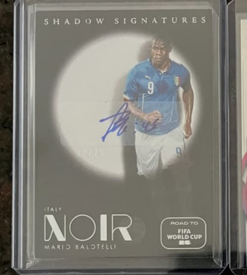 2025-26 Panini Noir World Cup Mario Balotelli Shadow Signatures Auto #'d 8/25